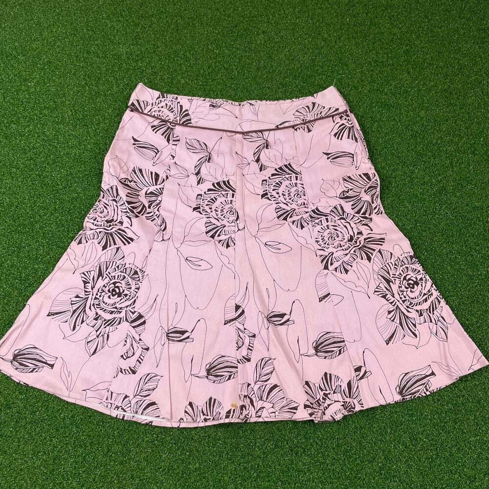 Vintage 90s Y2K Pink Floral Boho Flare Skirt Sz S